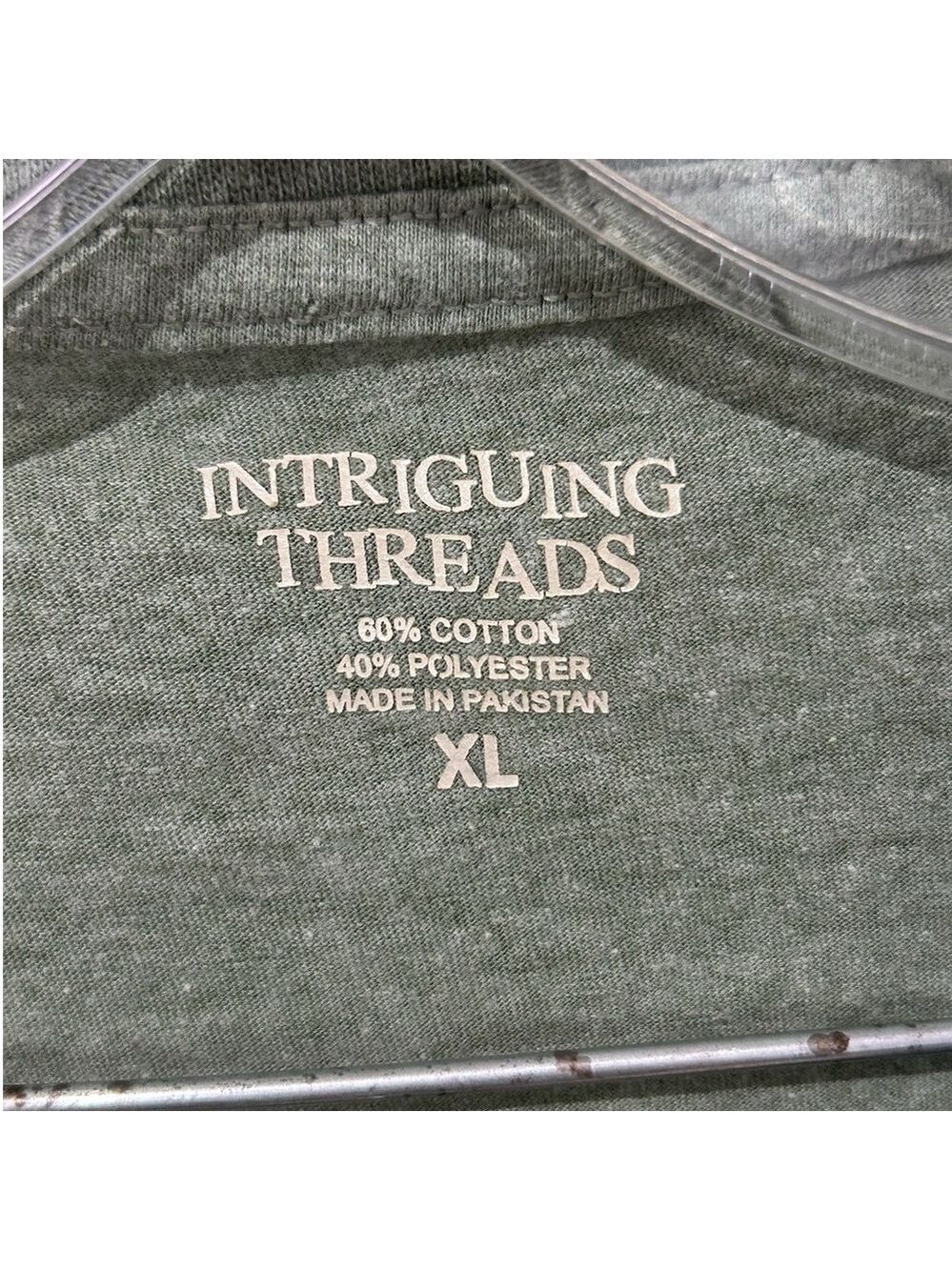 Intriguing Threads Men's V Neck T-Shirt XL Green - Picture 2 of 3